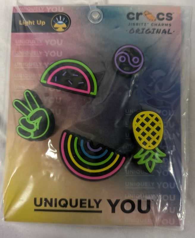 5 New Crocs Groovy Light Up Authentic Jibbitz Charms.