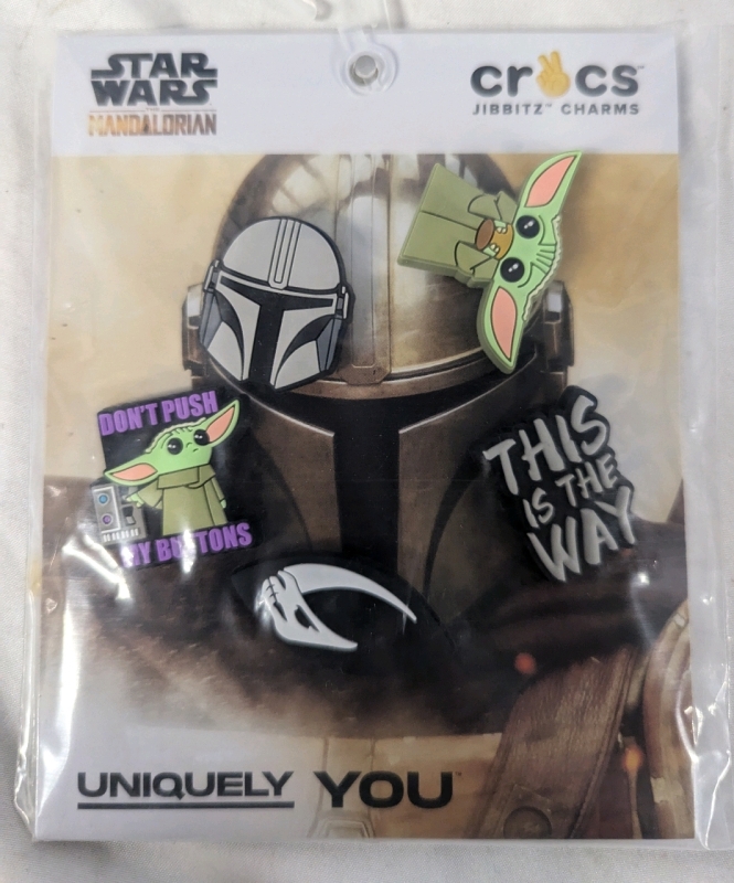 5 New Crocs Authentic Star Wars Madalorian Jibbitz Charms.