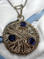 Sterling Wire Woven Tanzanite Pendant 16 Inch Sterling Chain