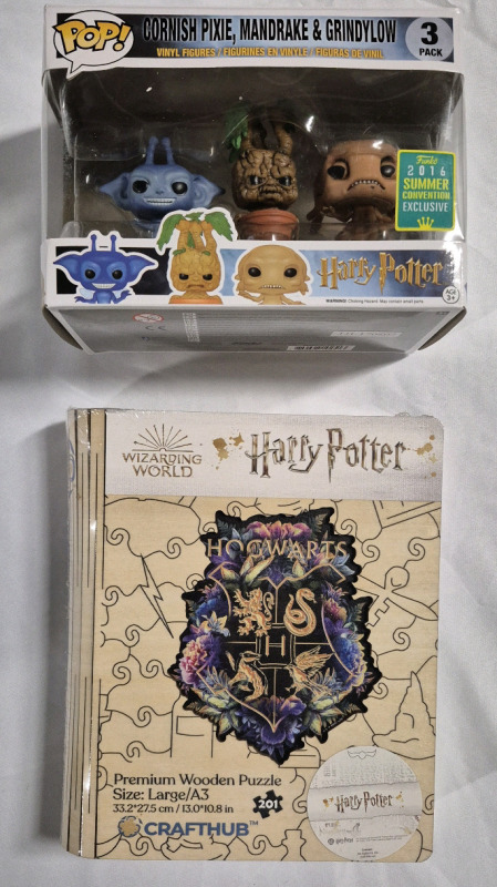 New Wizarding World HARRY POTTER Wooden Puzzle & New Funko Pop 3-Pack Vinyl Figures From Harry Potter (2016 Summer Convention Exclusive)