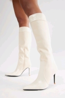 New Ladies Size 8 Fashion Nova Boston Knee High Boots - Ivory Retails for $83