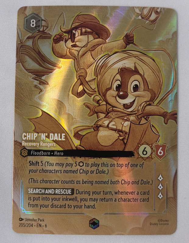 Disney Lorcana TCG Rare Holofoil Chip 'n' Dale - Recovery Rangers (Enchanted) Game Card .