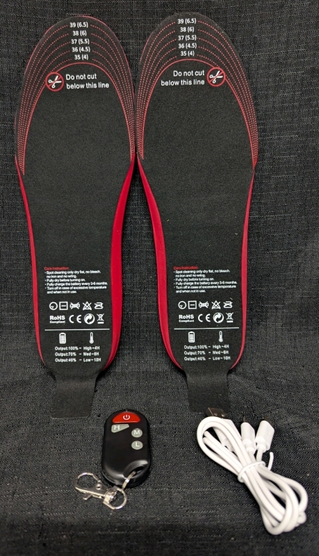 New: Remote Control Heated Insoles - Sizeable Between 4 and 6.5 - 2000Mah Battery