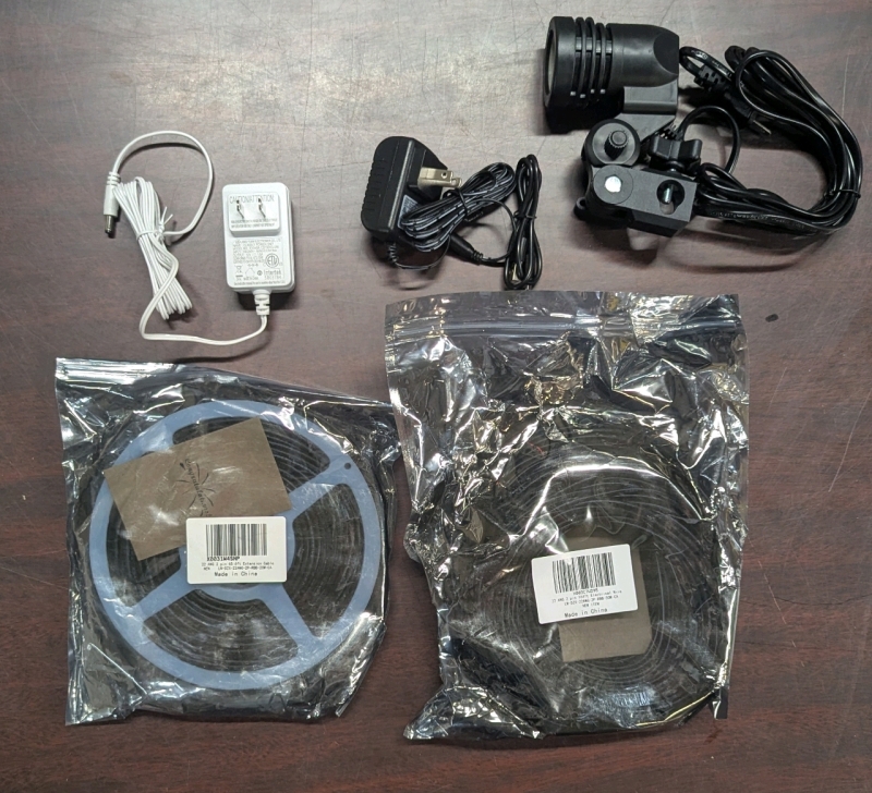 New: Assorted Lighting Lot Including Power Supplies and Wire - See Description For Details