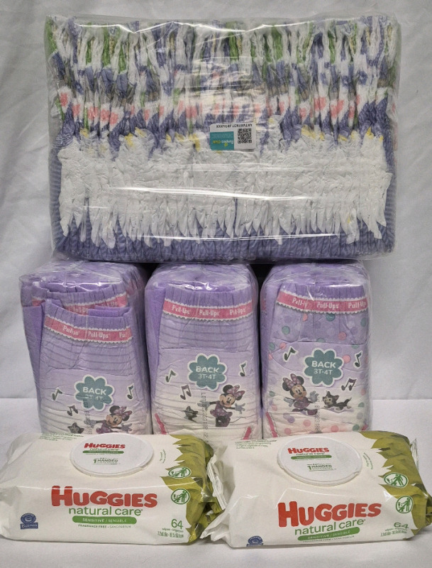 New Kid's Huggies Pull Ups & Wipes -Pull Ups 3 Packs sz 3-4T & 1 Pack sz 4-5T