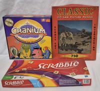 3 Boardgames & Puzzle - Scrabble, Cranium. & Classic Puzzle 750 pieces