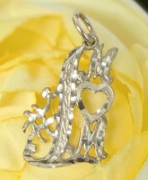 Lovely 10K Stamped HJ Yellow Gold #1 Mom Charm 1" Long Including Bale