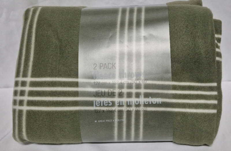 2 New Fleece Throws- 50 by 60"