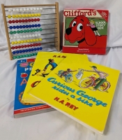 4 Children's Books & Abacus. Abacus stands 9" Tall.