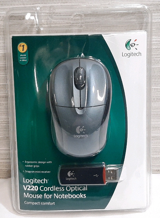 New Logitech V220 Cordless Optical Mouse with USB Dongle