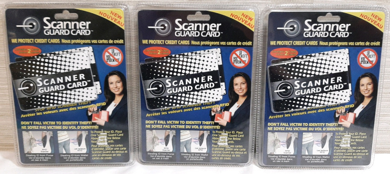 3 New Scanner Guard Cards for Credit Cards, Debit Cards etc. (2 In Each Pack)