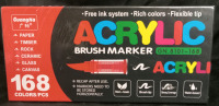 New | GuangNa Water-Based Acrylic Brush Marker Set | 168 Colors/Pieces | Strong Coverage Brush Tip
