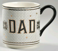 New | Anthropologie Margot Mosaic Tile Monogram "DAD" Ceramic Coffee Mug