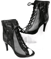 New Size 43 | Peekaboo Mesh Sides Lace-Up Open-Toe High-Heel Shoes