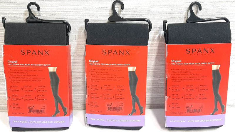 3 New Spanx D Sized Black Tight End Tights