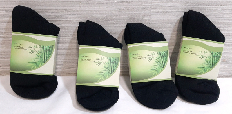 4 New Black Moisture-Wicking Pairs of Socks