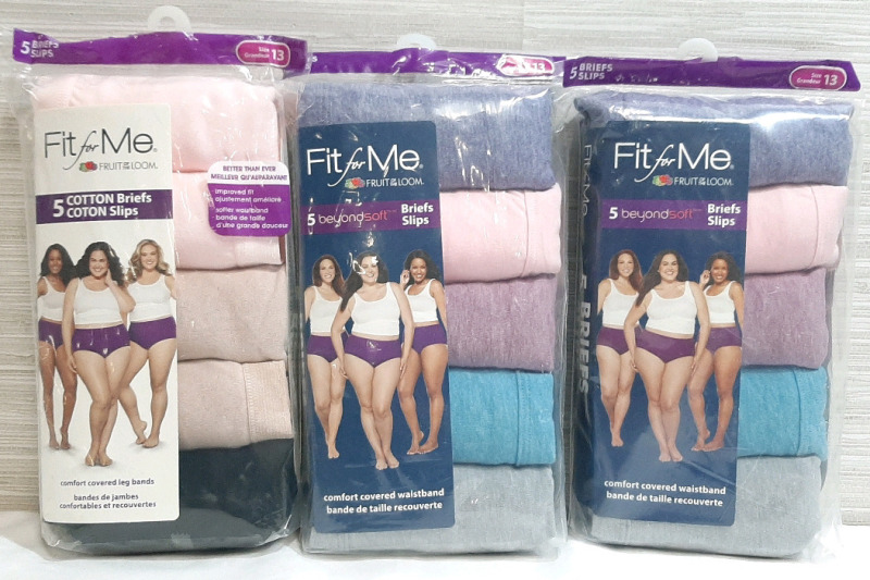 3 New 5-Packs of Fruit of The Loom Women's Cotton Briefs, Size 13