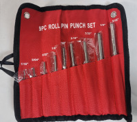 New - 9pc. Roll Pin Punch Set, Mechanics Punch Steel Professional Tool Kit, Split Pin Punches with Comfort Grip, Punch Set for Machinery, Vehicles, Woodwork and Crafts