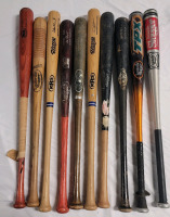 Ten (10) Wood & Aluminum Baseball Bats , Various Makers . Bats measure 32" to 34" Long , Various Weight