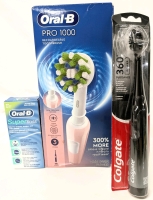 New ORAL-B Pro 100 Rechargeable Toothbrush & SuperFloss (50 Strands : Mint), COLGATE 360&deg; Power Charcoal Electric Toothbrush (Soft)