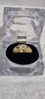 14 KT GE Ring with Large Clear Stone with Case Ring size 9