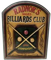 Great Wooden 3D Radnor's Wakes Billiards Club 1903 Championship Reproduction Bar Sign &bull; 16.5" x 21.25" Tall
