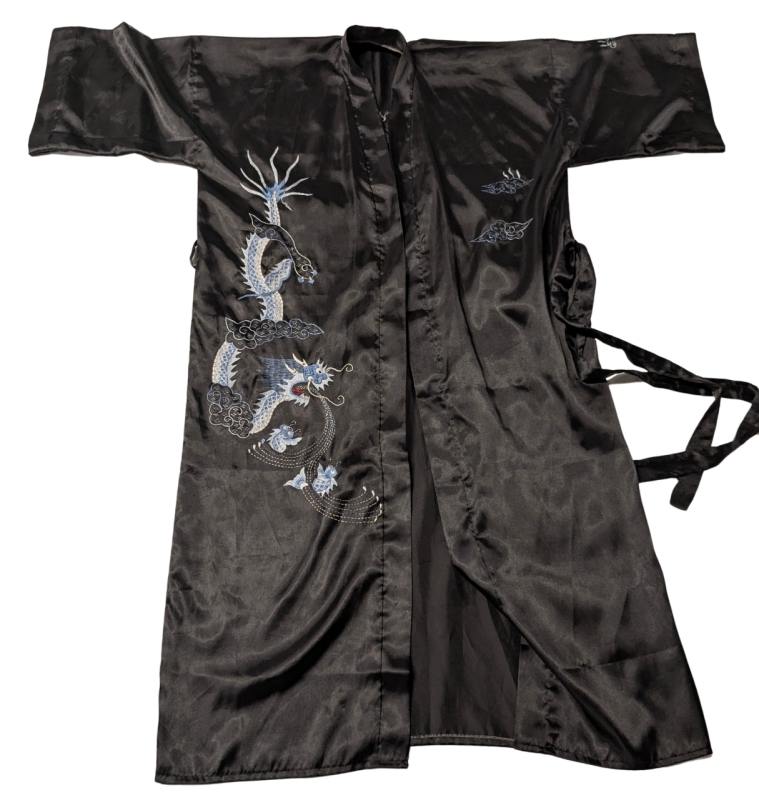 Black Silky Kimono-Style Robe | One Size Fits Some