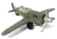 Fantastic Cast Iron Handpainted WWII Fighter Plane with Spinnable Propeller and Wheels | 9.5" Long