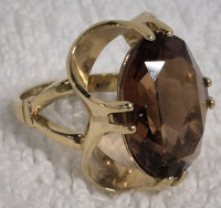 Large Brown Stone 18KT Gold Plated Ring - Ring size 5.75