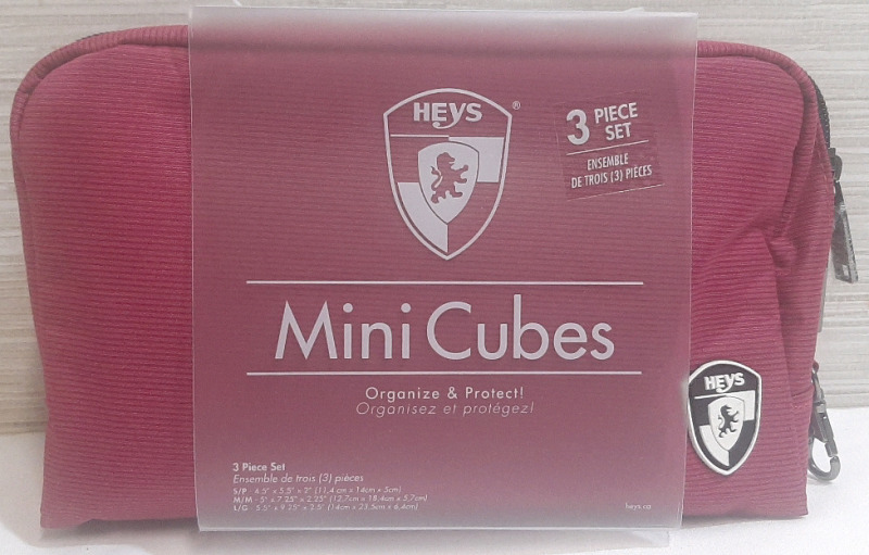 New Heys Mini Cube 3 Piece Set, Contents Inside, Fuchsia Color