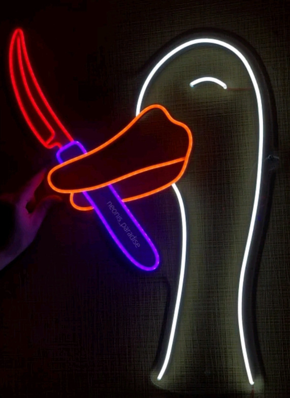 New | LED Goose/ Duck Holding Knife Neon Sign W/ Hardware