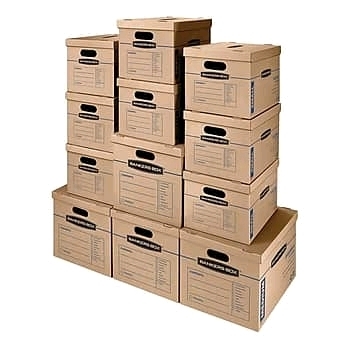 Banker Box Smooth Move Boxes - 4 Large and 8 Small - Dimensions in Photo