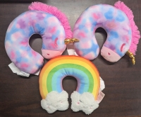 3 New: Fun Neck Pillows - 2x Rainbow - Unicorn