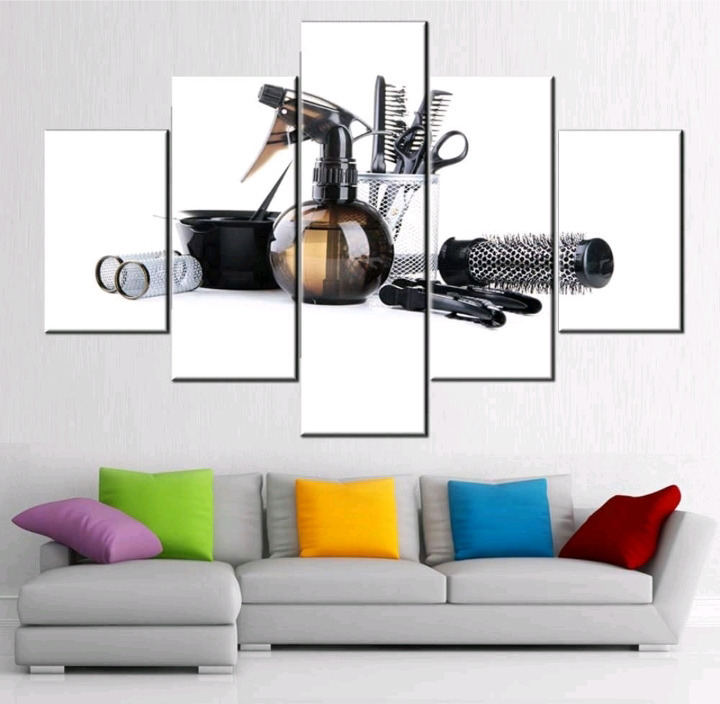 New | 5 Print Set, Haircut Salon Wall Themed Prints 32" x 60"