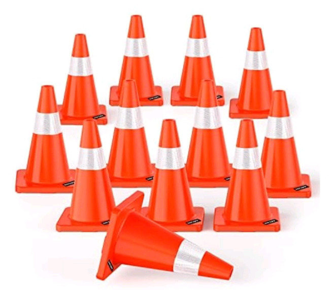 12 New | Bittife Traffic Safety Cones 18" Tall W/Reflective Collars | * Retails $261! *