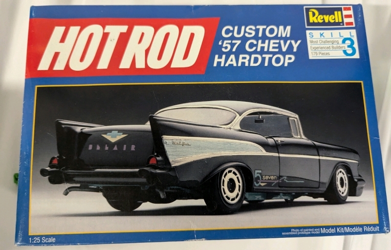 Revell Hot Rod Custom '57 Chevy Hardtop Model Kit. 1:25th Scale. Cannot Verify if All Pieces Present. Some Removed from Plastic.