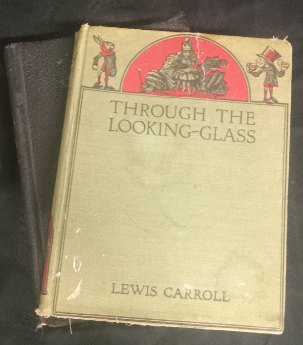 Vintage | 2 books "Through the Looking Glass" in English and "The Old Testament" in Hebrew | Largest Book measures 9"