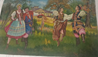 Vintage | Handpainted Russian Lacqure Painting on Raw Canvas | 29 x 47"
