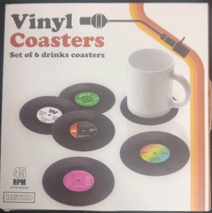 New | Set of 6 45 RPM Vinyl Coasters | 4" Wide