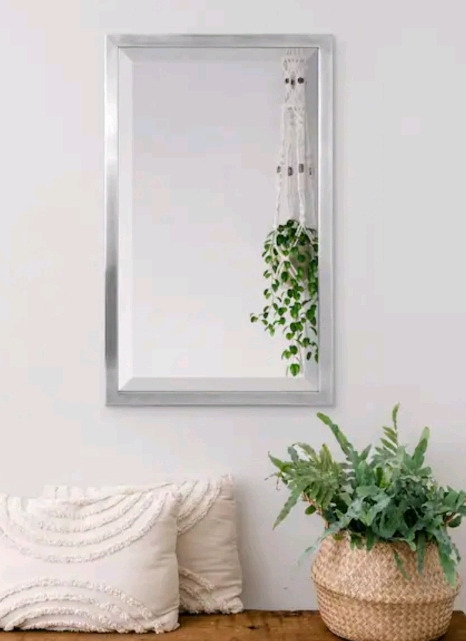 New | 19 in. x 25 in. Brushed Nickel Stainless Steel Framed Wall Mirror | * Retails $134.17 *