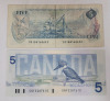 1979 & 1986 Canadian Bank of Canada Five Dollar Bank Notes . 1986 Bank Note is Uncirculated - 2