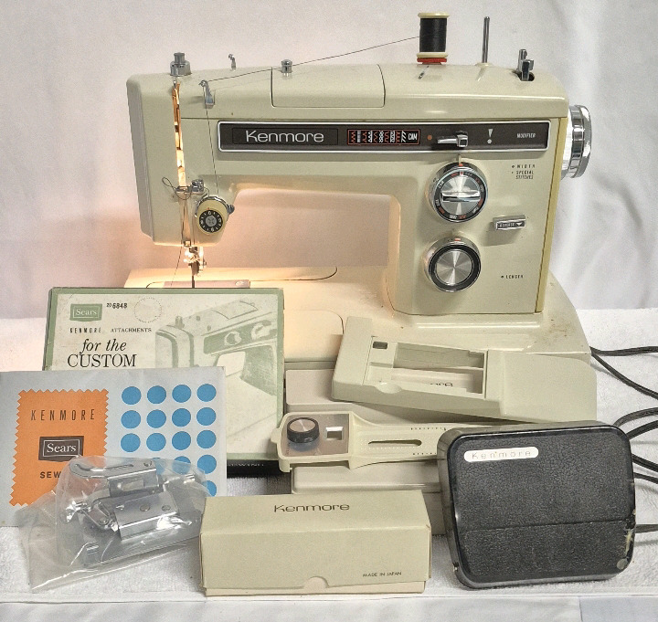 Vintage KENMORE Sewing Machine with Accessories- Working