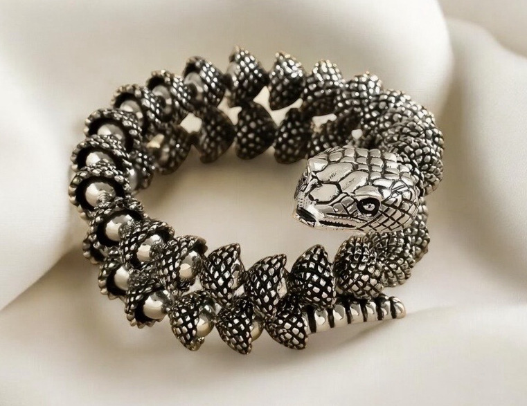 Snake Bracelet Detailed Large Rope Ball Knot Weave Wrap
