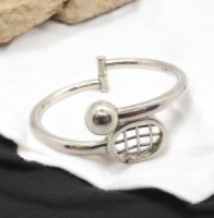 TAXCO Sterling Silver 925 "SPORT OF TENNIS" Racquet Ball Bangle Bracelet Stamped 925 Mexico Amazing Hinged