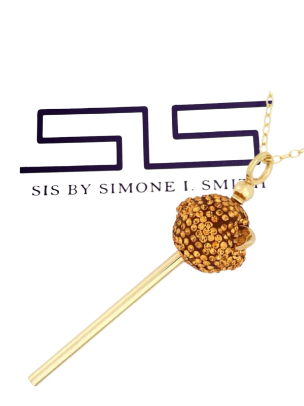 18K Yellow Gold Over Sterling Silver Citrine Swarovski Crystal Lollipop with Chain