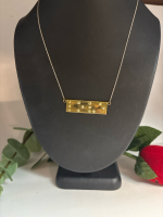 925 Sterling Silver Braille Rectangular Ignot style Bar Love Necklace