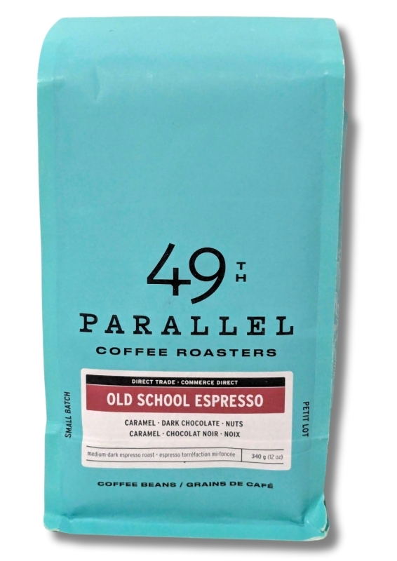 New 49th PARALLEL Coffee Roasters | Whole Bean Small Batch Old School Espresso • Caramel, Dark Chocolate, Nuts • Med Dark Roast | 340g