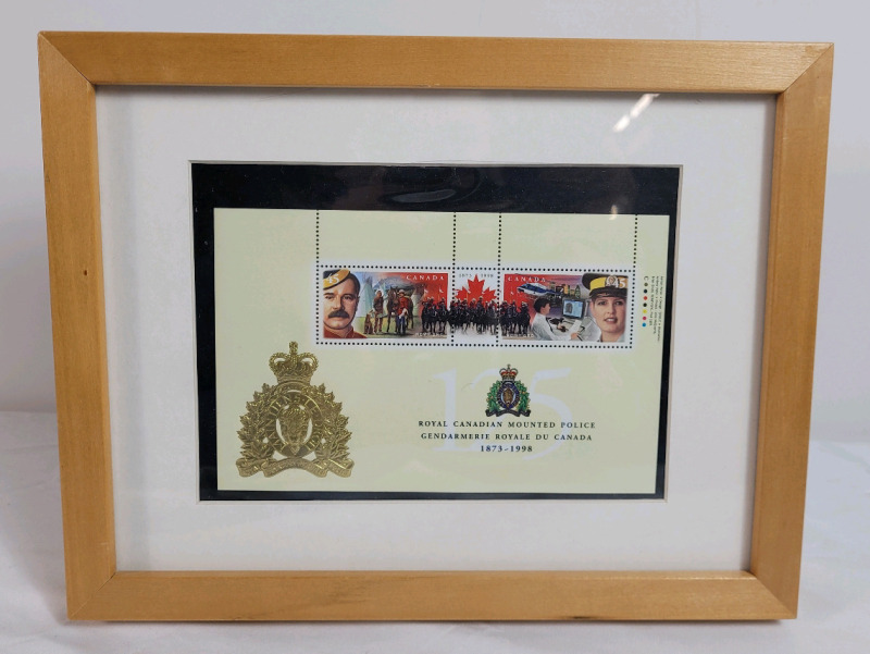 1873 - 1998 Royal Canadian Mounted Police Canada Post Stamp Set in Frame