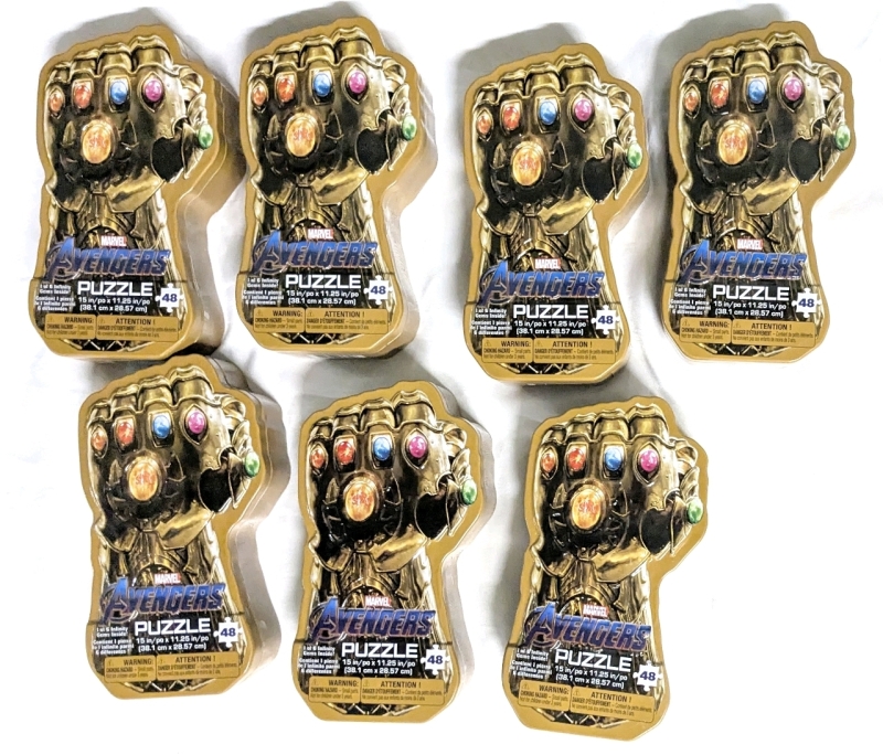 7 New Marvel AVENGERS 48-Piece Puzzles with 1 of 6 Infinity Gens Inside &bull; 15" x 11.25" Finished Size ea