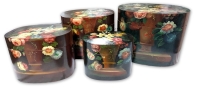 Large Ornately Handpainted 4-Piece Nesting Storage Box Set &bull; Largest